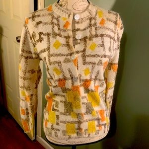 Vintage button down fuzzy sweater sz small